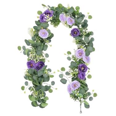 Imagem de Baoblaze Arranjo de flores artificiais em forma de trepadeira, multifuncionais, para decoração de casa, lareira e porta. Ideal para pendurar plantas e, Roxo