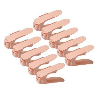 Imagem de HHHJQFAAT Empilhador de sapatos 10 peças de armazenamento ajustável suporte de sapato de camada dupla quarto economia de espaço casa dormitório artefato armazenamento sapato economia de espaço
