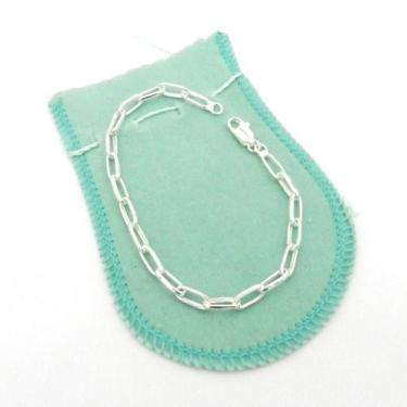 Imagem de Pulseira Masculina 18cm 4mm Largura Folhada Prata PL352 - Wnbijouteria