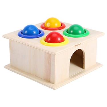 Imagem de Naroote Crianças de Madeira Martelando Brinquedo Colorido Bola Martelo Caixa Aprendizagem Precoce das Crianças Jogo Educativo para Casa Jardim de Infância, Material