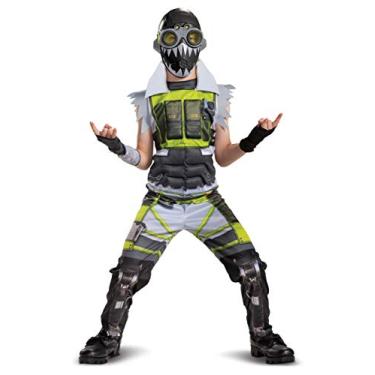 Imagem de Disguise Apex Legends Octane Costume, Video Game Inspired Muscle Padded Jumpsuit and Mask, Child Size Extra Large (14-16), Green & Beige (112139J')