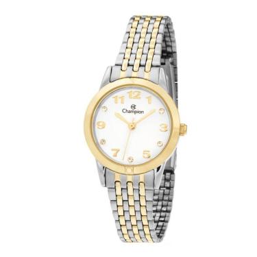 Imagem de Relógio Feminino Champion Prata E Dourado Com Pedras