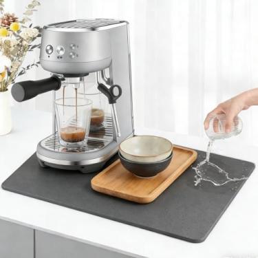 Imagem de Escorredor de pratos para cozinha tapete de drenagem de silicone contra-absorvente, tapete de secagem rápida antiderrapante para bancada (cinza)