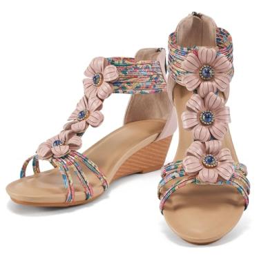 Imagem de FUDYNMALC Sandálias femininas sapatos de plataforma: conforto para o dia todo 2026 com zíper aberto dedo do pé sandálias gladiador de verão para uso casual, rosa, 35