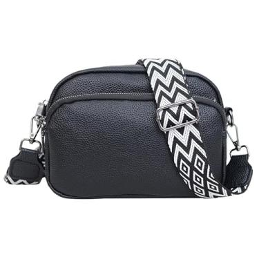 Imagem de Bolsa tiracolo feminina, alça ajustável, cor sólida, mini bolsa quadrada de ombro versátil, elegante para o dia a dia, preta, Preto