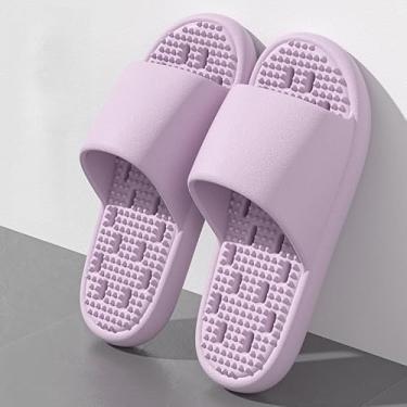 Imagem de Sapatos de chuveiro com furos para homens e mulheres, chinelos de chuveiro antiderrapantes, sandália de banheiro roxo verde, Roxa, 6.5-7 Women/5.5-6 Men