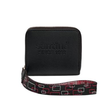 Imagem de Carteira feminina porta cartão com alça de mão - santino, Preto, P