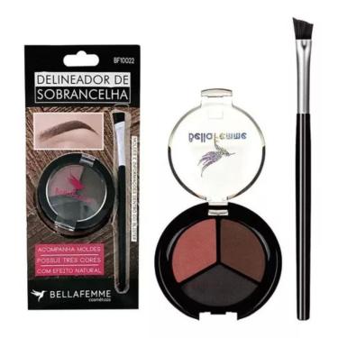 Imagem de Kit Delineador Sombra Sobrancelha Pincel Moldes