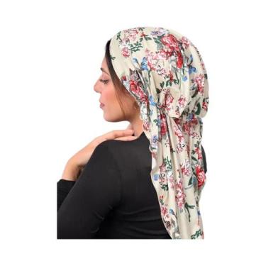 Imagem de Hijab Com Estampa Floral Para O Ramadan, Turbante Macio E Elástico Com