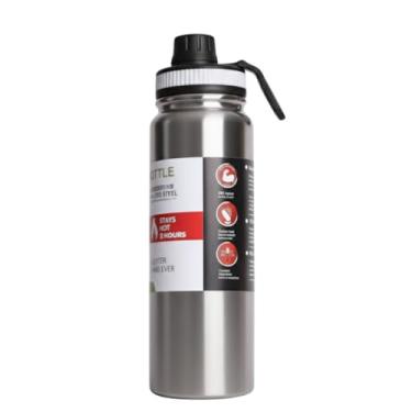 Imagem de Garrafa Térmica de Água Inox 800ml com Alça Infusor e Tampa Antivazamento Parede Dupla e Isolamento a Vácuo (Cromada)