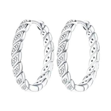 Imagem de Brincos De Argola Minimalistas Em Prata Esterlina 925 Com Fecho De Zir