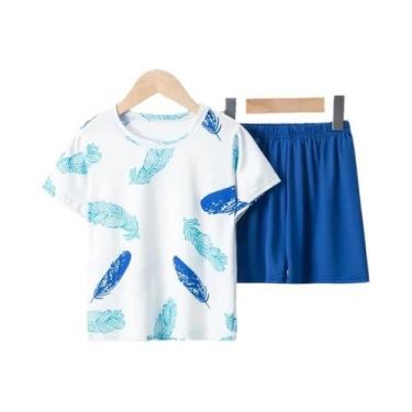 Imagem de Conjunto De Verão Infantil Blue Elephant De 2 Peças Com Camiseta De Ma