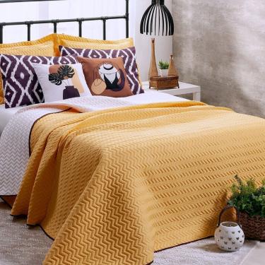Imagem de Kit Cobre Leito 7 Peças Queen Colorful To Decorando 100% Poliéster - Summer Soul Amarelo