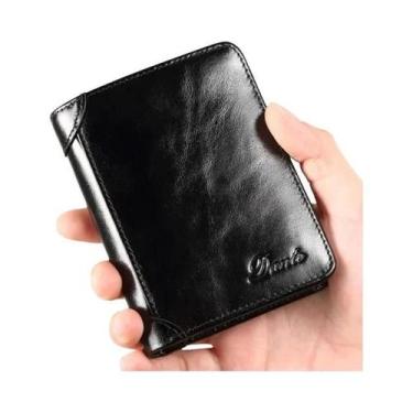 Imagem de Carteira Masculina De Couro Genuíno Estilo Retrô, Bolsa Curta, Porta-c