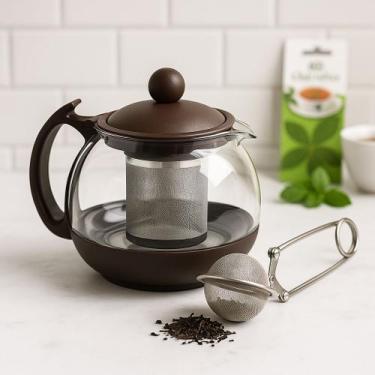 Imagem de Bule de Vidro 750ml Chaleira com Infusor Inox para Chá Premium Resiste