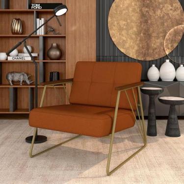 Imagem de Poltrona Estofada Columbia Estilo Industrial Dourado/terracota - M.a -