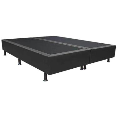 Imagem de Cama Base Box Casal Bipartido Preto Suede 138x188