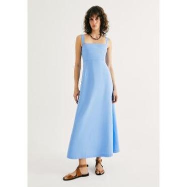 Imagem de Vestido Midi Evasê Alças Médias Rústico Com Linho-Feminino