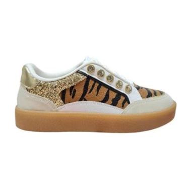 Imagem de Tênis Vizzano Animal Print Glitter Dourado Strass Sneaker Urban Feminino-Feminino