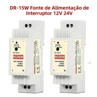 Imagem de Fonte De Alimentação DIN Rail 15W 100-240V AC Para DC 12V 24V Saída Ún