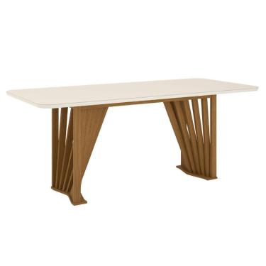 Imagem de Conjunto Mesa De Jantar Henn Adriana Tampo De Vidro Nature off caramelo creme
