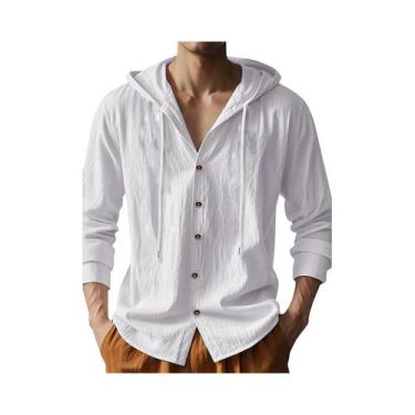 Imagem de Camisa Masculina Leve De Algodão E Linho De Manga Longa Respirável Par