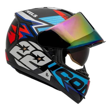 Imagem de Capacete Peels Icon Pro Rt Preto Azul Oculos Solar Tamanh 58