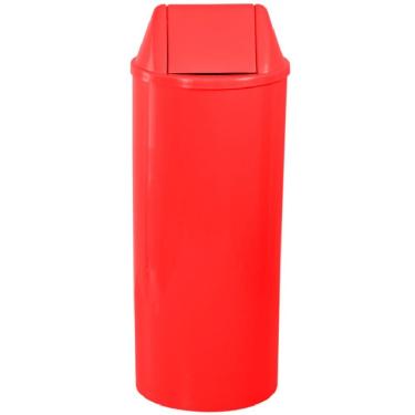 Imagem de Lixeira de Plástico Vermelha 70x30cm com Tampa Vai Vem 50 Litros Eb27v Jsn Cesto Plastico 70x30