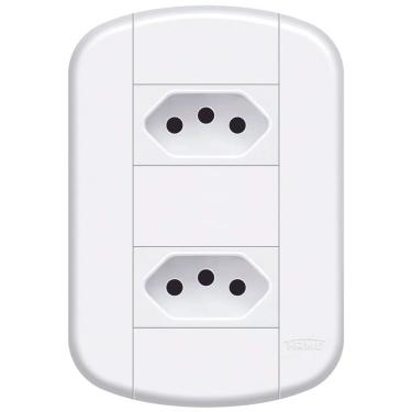 Imagem de Conjunto de 2 Tomadas 2p+t 10a-250 Volts Distanciadas Blanc Mais 11239194 Fame Conjunto 2 Tomada