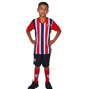 Imagem de Uniforme Infantil São Paulo Listrado 3 Pçs Oficial