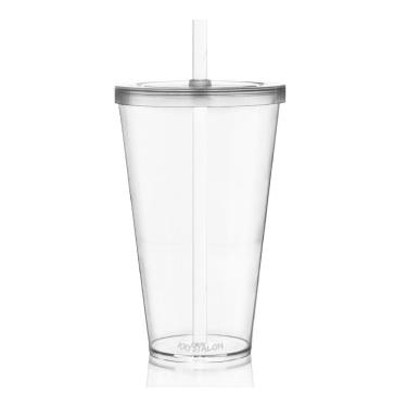 Imagem de Kit 6 Copos Com Tampa E Canudo 550 Ml Krystalon Em Acrílico