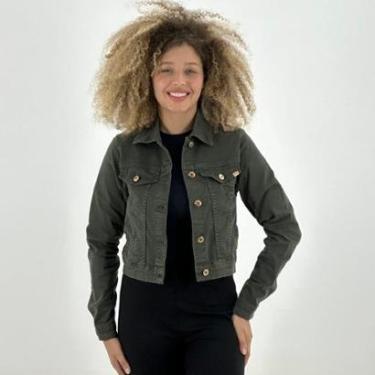 Imagem de Jaqueta Geração Moderna Sarja Cropped com Botão Feminina-Feminino