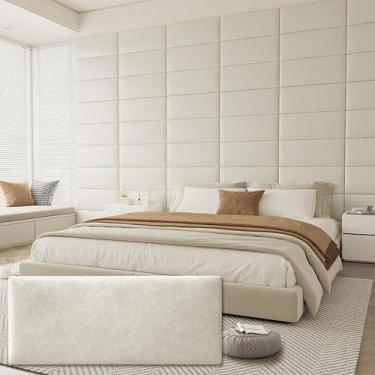 Imagem de Cabeceira 14 Placas Size Moderna Estofada Painel Autocolante - - Soft 