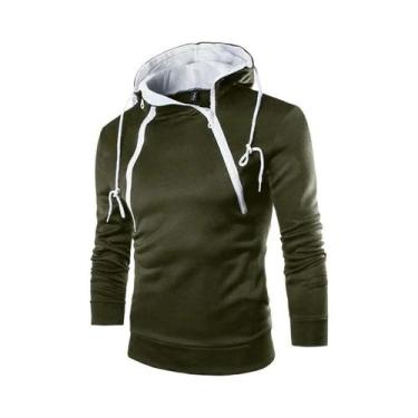 Imagem de Jaqueta Masculina Preta Com Capuz E Zíper, Manga Longa, Gola Alta - LE