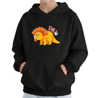 Imagem de Moletom Infantil Canguru Menino Algodão Estampa Dino - Samcro, Preto, 