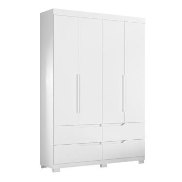 Imagem de Guarda Roupa Solteiro Doble 4 Portas E 4 Gavetas Flex Branco-freijó - Móveis Albatroz