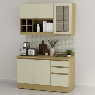 Imagem de Cozinha Modulada 4 Peças 1 Aéreo 1 Balcão 120cm com Rodapé e Tampo. - 