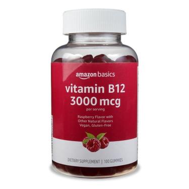 Imagem de Gomas De Vitamina B12 Amazon Basics 3000 Mcg De Framboesa 200 Ct-Unissex