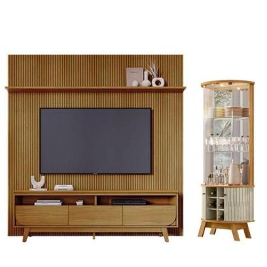 Imagem de Estante Home Theater Com Bancada Suspensa Luna com Cristaleira Marina 