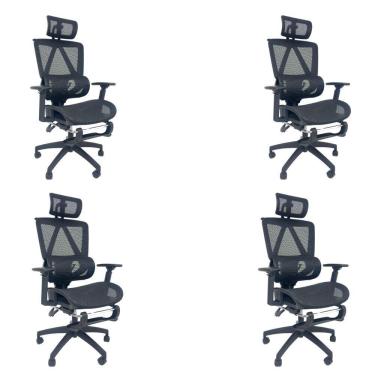 Imagem de Kit 4 Cadeiras de Escritório Presidente Executiva Oficial Titan Preto