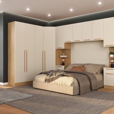 Imagem de Guarda-roupa Modulado Canto 6 Peças San Diego Tauari/Off White