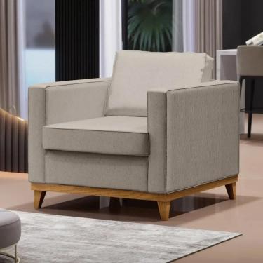 Imagem de Poltrona Decorativa para Sala de Estar Jane D05 Linho Bege - Mpozenato