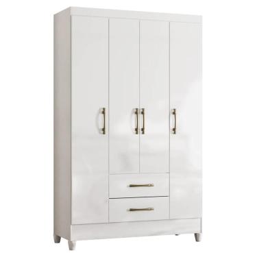Imagem de Guarda Roupa Solteiro 111cm 4 Portas Évora Z17 Branco - Mpozenato