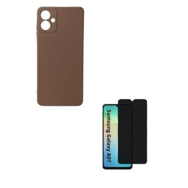 Imagem de Kit Película 3D de Vidro Privativa + Capinha Silicone Marrom Samsung G