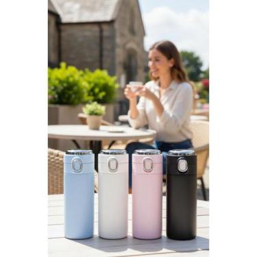 Imagem de Garrafa Térmica Inox C/ Termômetro Digital LED Azul - Congratulations 