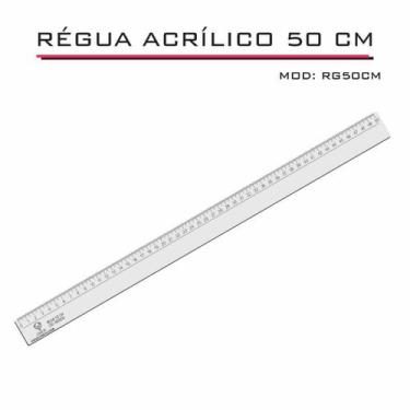 Imagem de Régua Reta Acrílica 50 cm Transparente Desenho Técnico Fenix