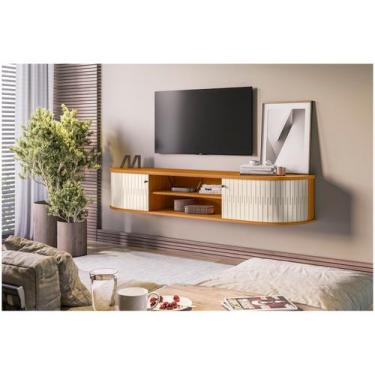 Imagem de Rack Suspenso Para Sala Algarve - 7 Decor - Madetec, Cinamomo e Off Wh