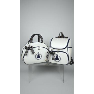 Imagem de KR RK Bolsas Maternidade Mala e Mochila Luxo Elegance, Off White com A