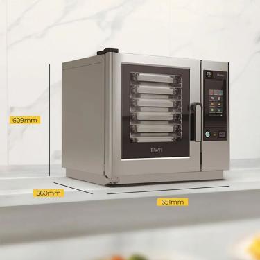 Imagem de Forno Industrial Elétrico Combinado Prática TSI Brave Mono 920391 em Aço Inox para 6 Gns com Convecção Inox 220V