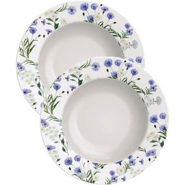 Imagem de Kit Jogo de Pratos Fundos para Sopa Ana Alice 12 Peças em Porcelana Floral para Uso Diá...